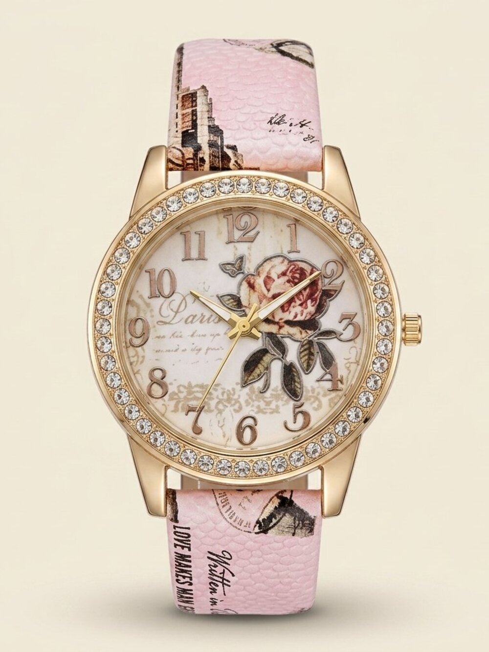 Women's Rose & Paris Print Quartz Watch